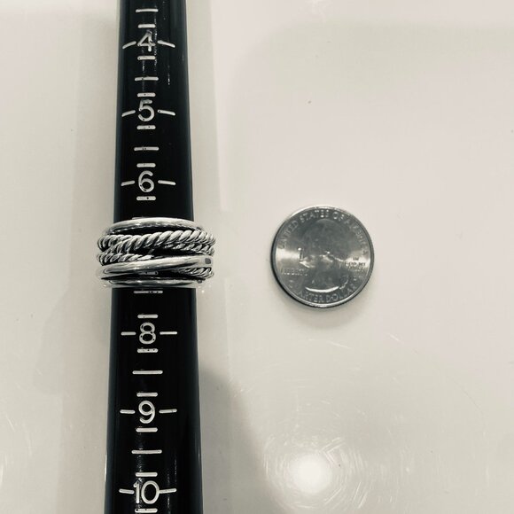 David Yurman Silver Gold Crossover Ring Size 7 - Picture 7 of 8